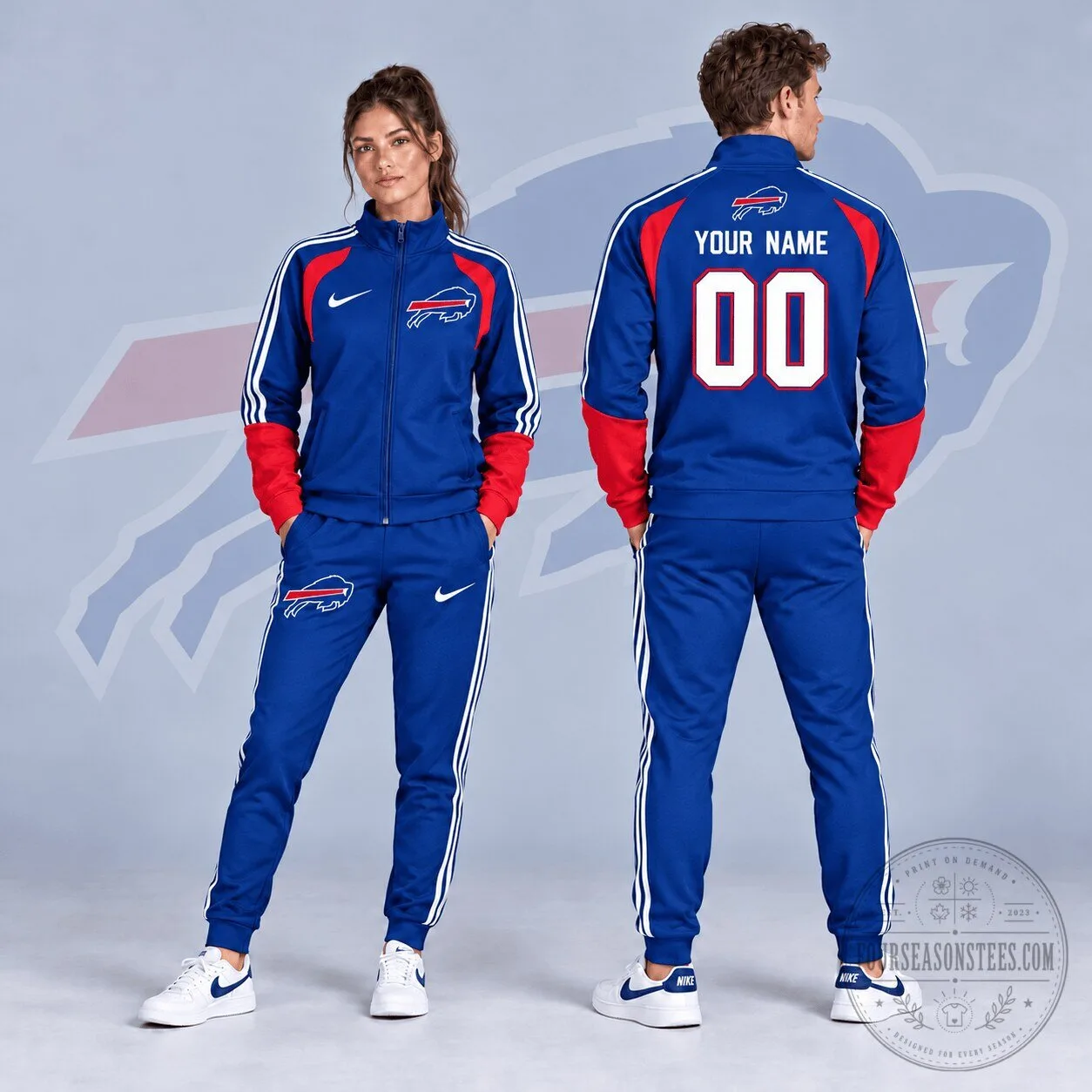 Buffalo Bills Custom Name Number Varsity Colorblock Full Zip Tracksuit Jacket 2 Buffalo Bills Custom Name Number Varsity Colorblock Full Zip Tracksuit Jacket