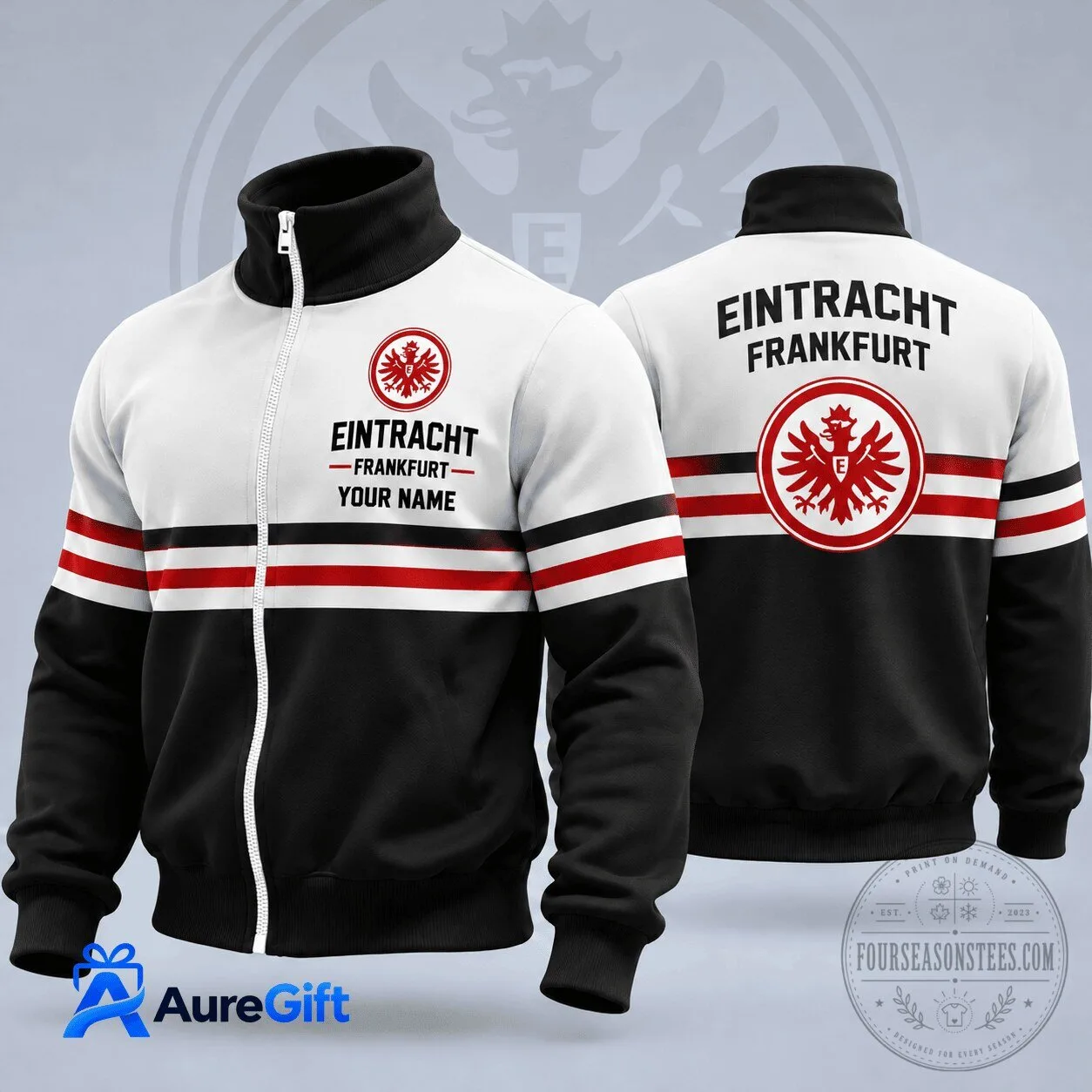 Personalized Stand Collar Jacket for Eintracht Frankfurt Bundesliga Fans 2 Personalized Stand Collar Jacket for Eintracht Frankfurt Bundesliga Fans