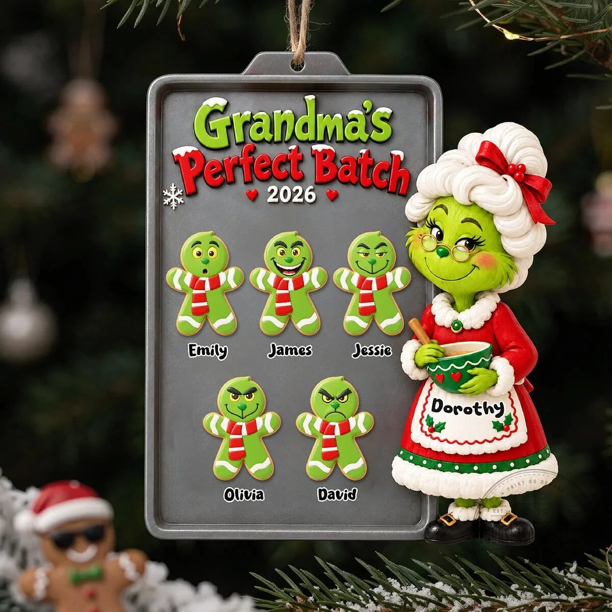 Personalized Grinch Grandma's Perfect Batch Christmas Tree Ornament