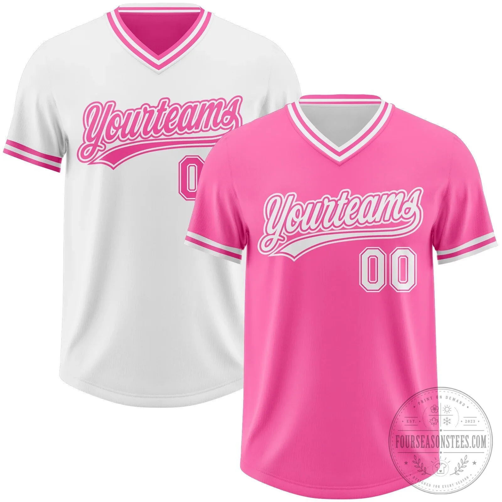 Custom Pink White Reversible Pullover Baseball Team Jersey Shirt
