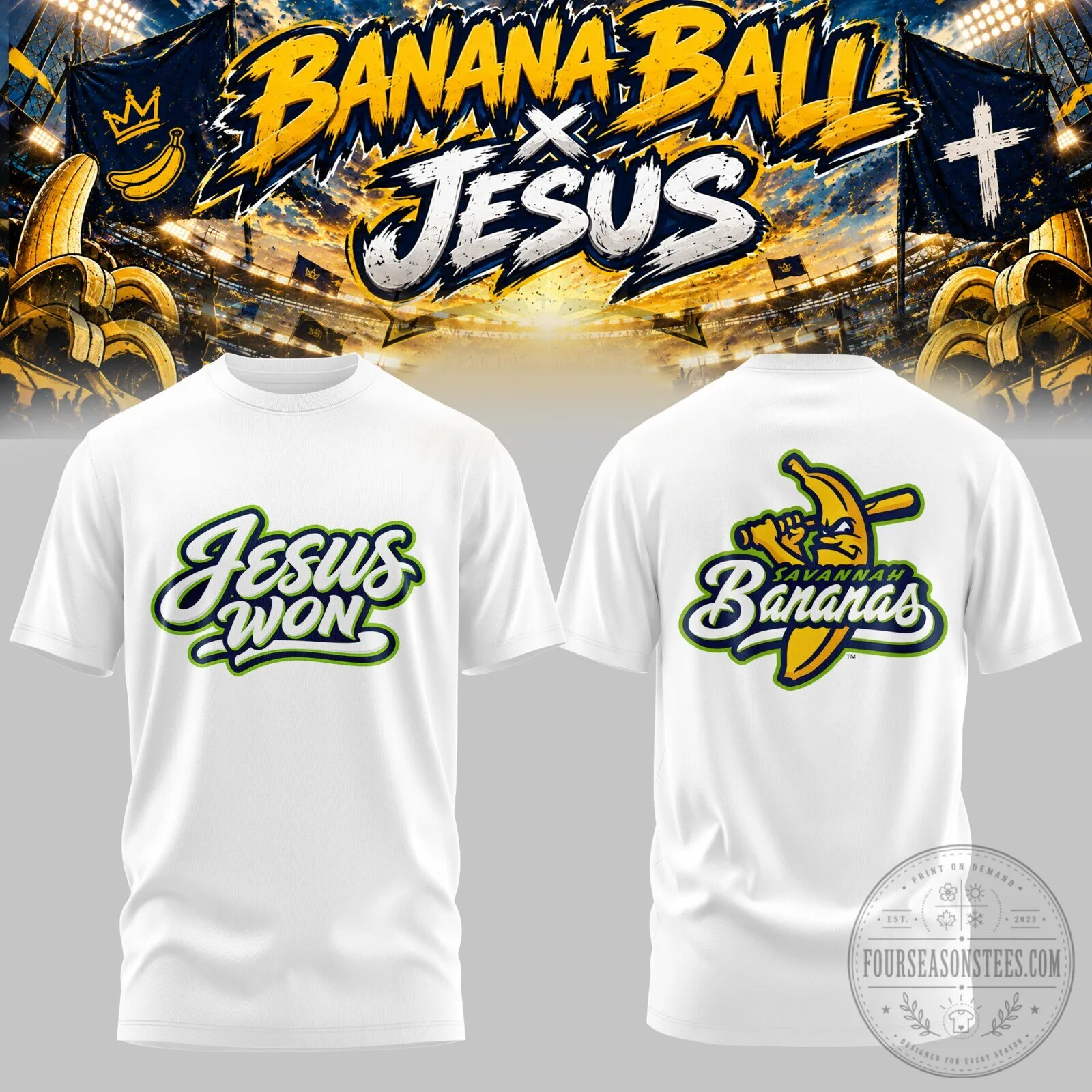 Jesus Won Savannah Bananas Banana Ball Christian Baseball Fan T-Shirt