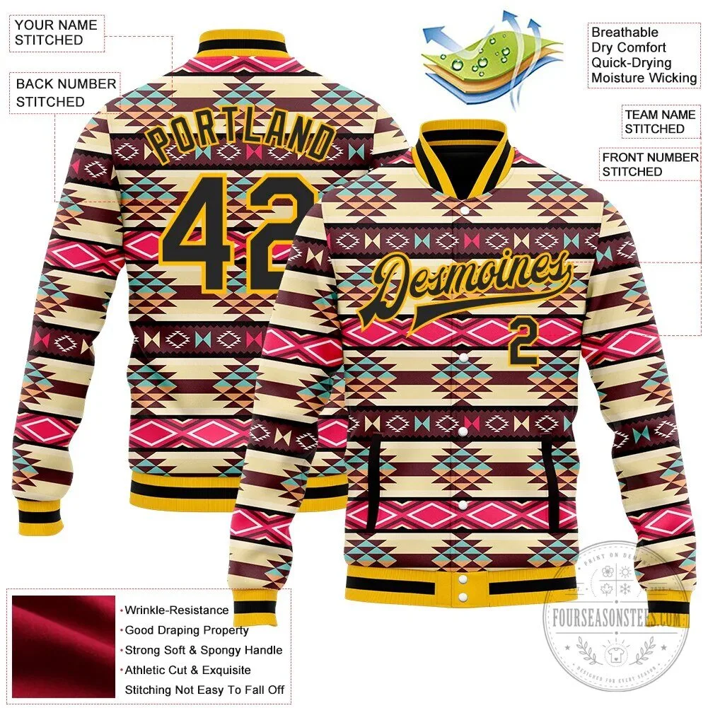Southwestern Aztec Geometric Pattern Varsity Jacket 10 Southwestern Aztec Geometric Pattern Varsity Jacket