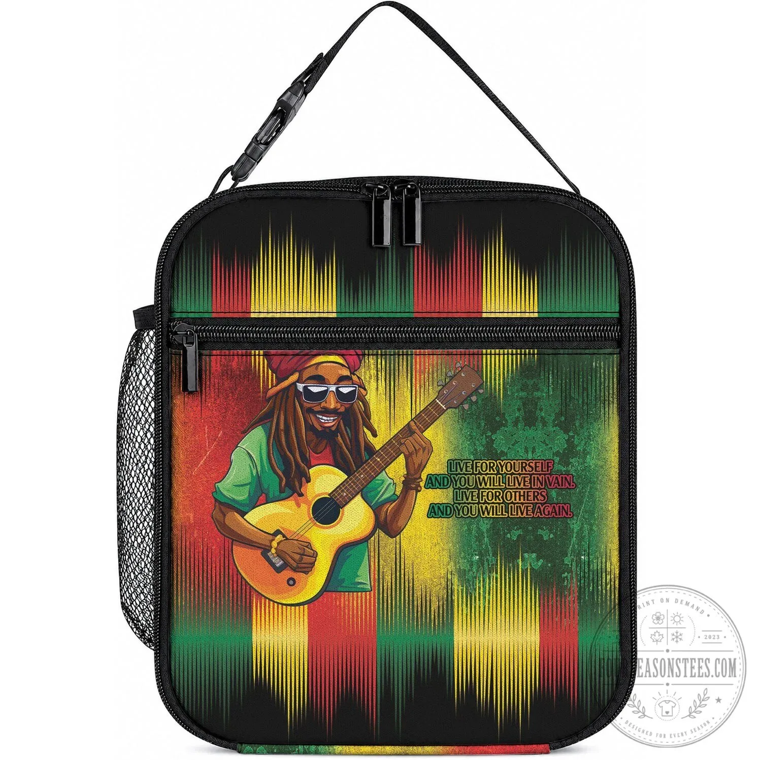 Bob Marley Reggae Music Legend Insulated Lunch Bag with Guitarist Design