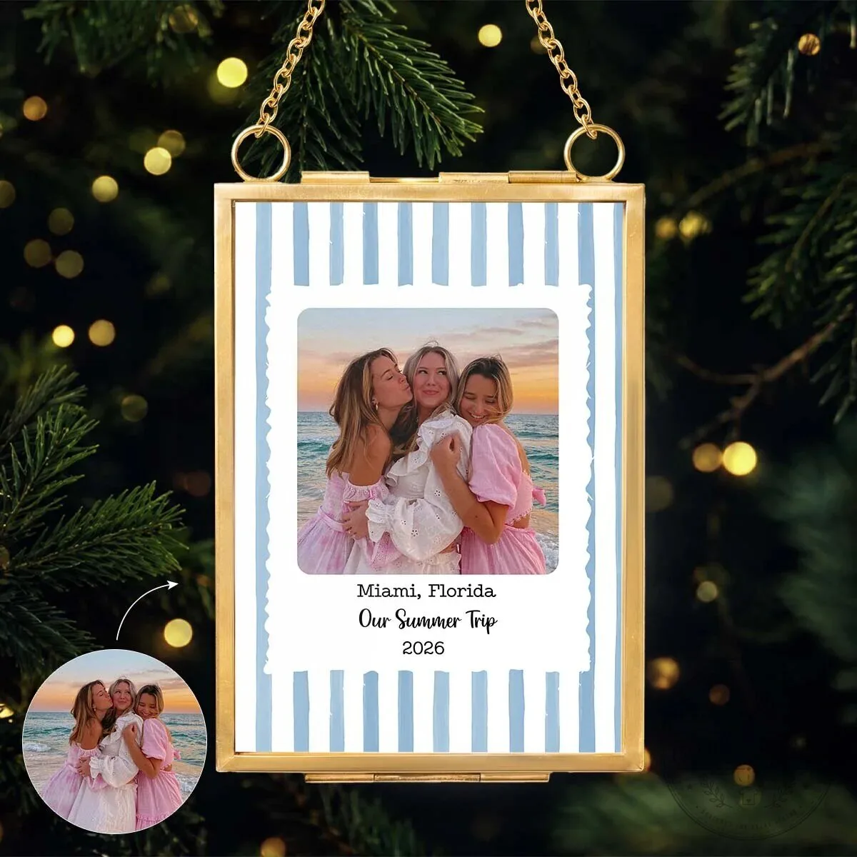 Personalized Travel Memory Frame Christmas Tree Ornament with Photo