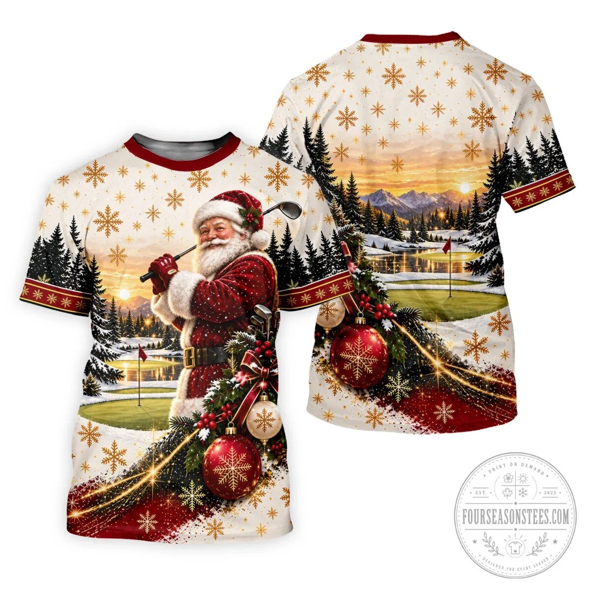 Vintage Santa Claus Christmas Golfing Landscape Polo Shirt 17 Vintage Santa Claus Christmas Golfing Landscape Polo Shirt