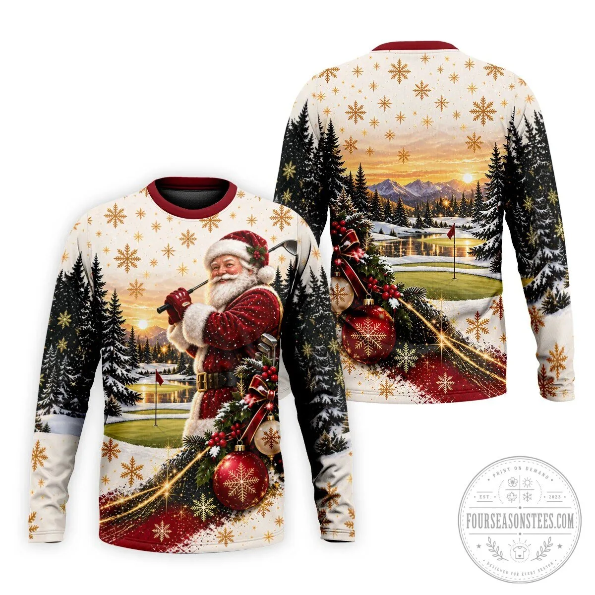 Vintage Santa Claus Christmas Golfing Landscape Polo Shirt 19 Vintage Santa Claus Christmas Golfing Landscape Polo Shirt
