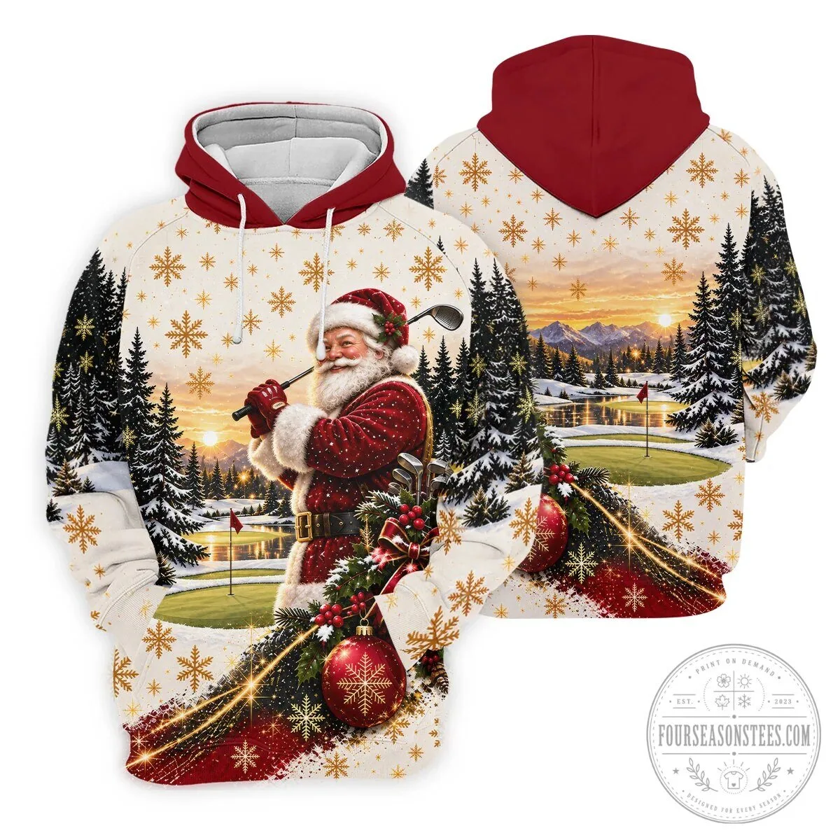 Vintage Santa Claus Christmas Golfing Landscape Polo Shirt 21 Vintage Santa Claus Christmas Golfing Landscape Polo Shirt