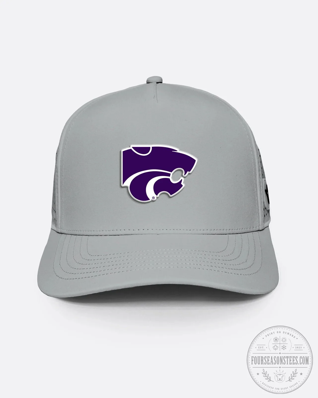 Kansas State Wildcats NCAA Purple Powercat Logo Grey Trucker Cap Hat