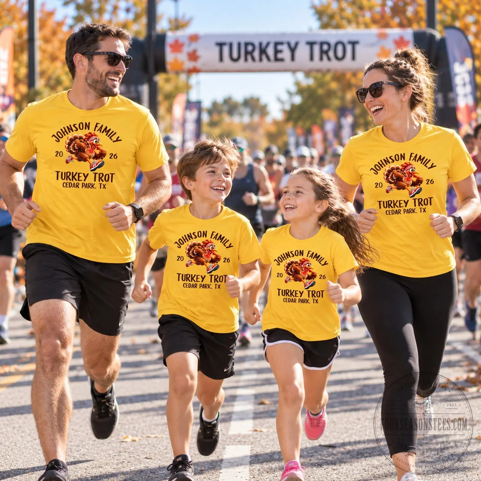 Personalized Johnson Family Turkey Trot 2026 Cedar Park Texas T-Shirt