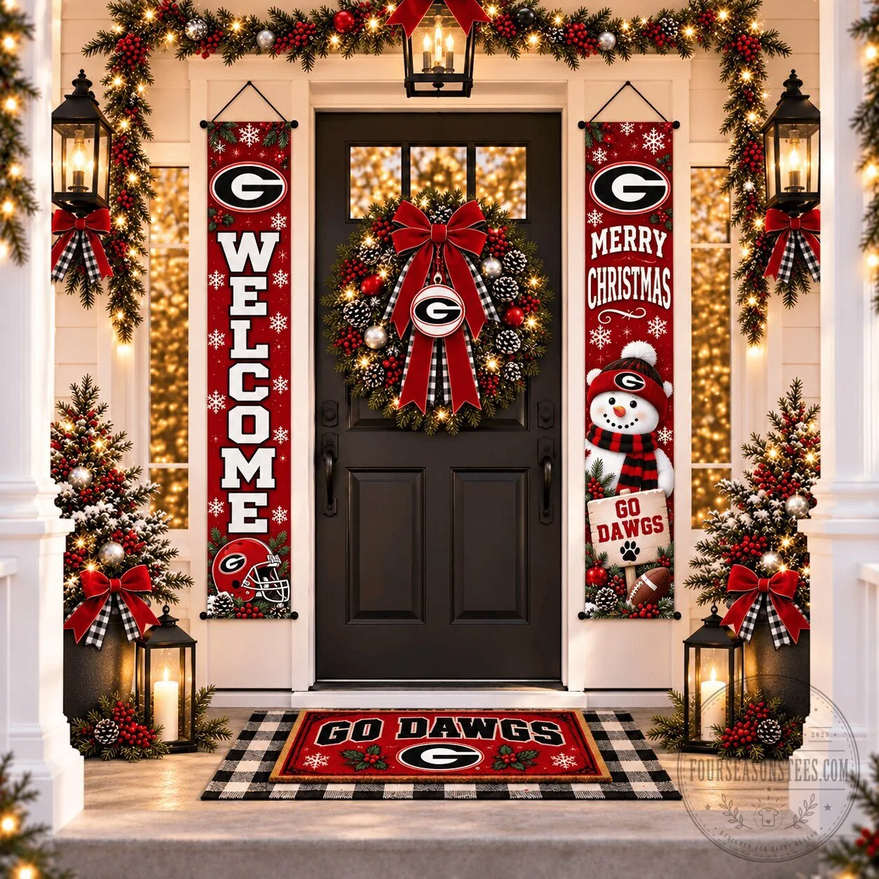 Georgia Bulldogs Christmas Welcome and Merry Christmas Vertical Banner Flags