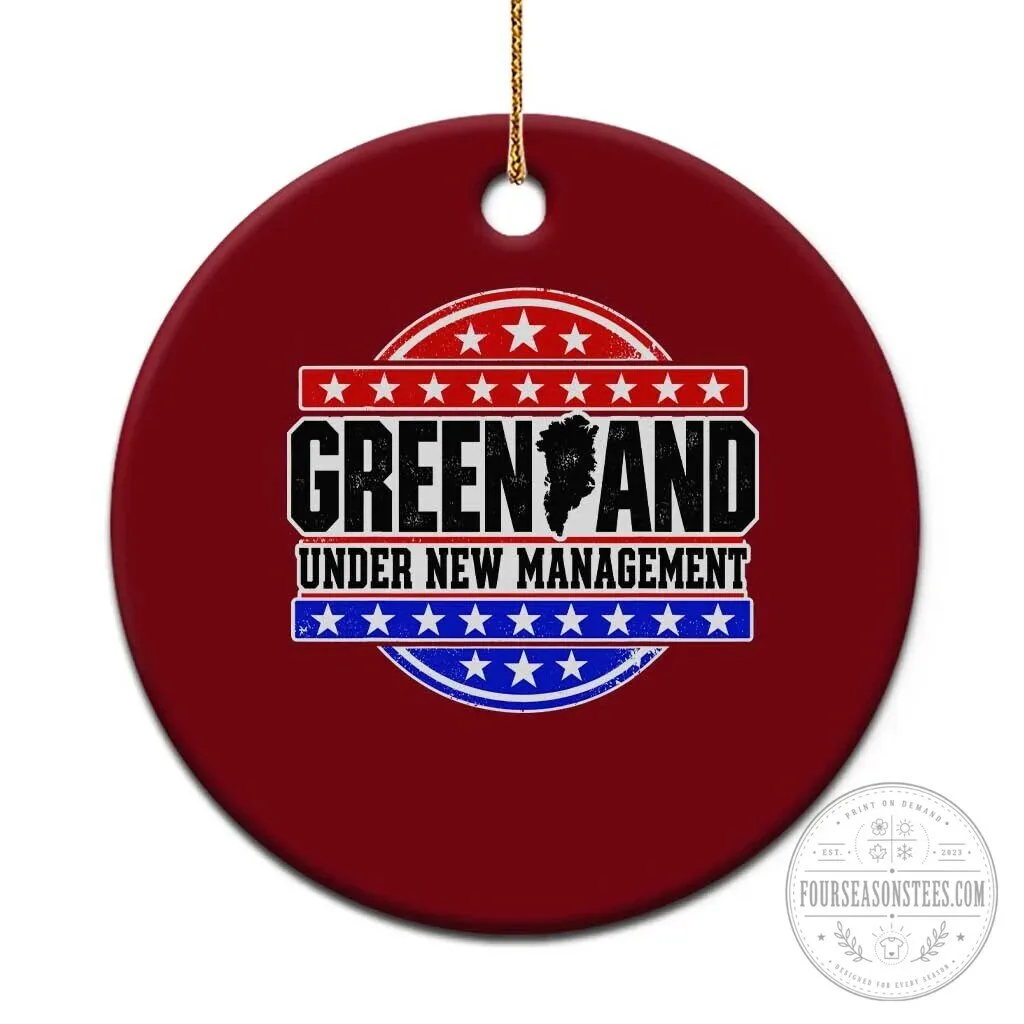 Greenland Under New Management Map Badge Graphic Ceramic Christmas Ornament