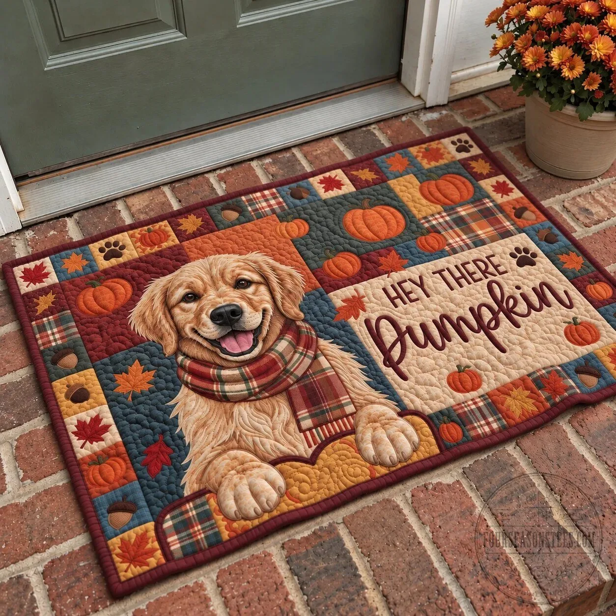Golden Retriever Hey There Pumpkin Autumn Fall Doormat