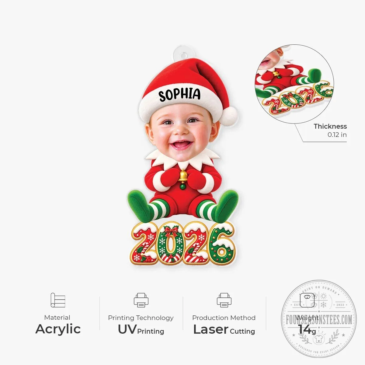 Personalized Christmas Elf Photo Acrylic Ornament Custom Family Holiday Decoration 10 Personalized Christmas Elf Photo Acrylic Ornament Custom Family Holiday Decoration
