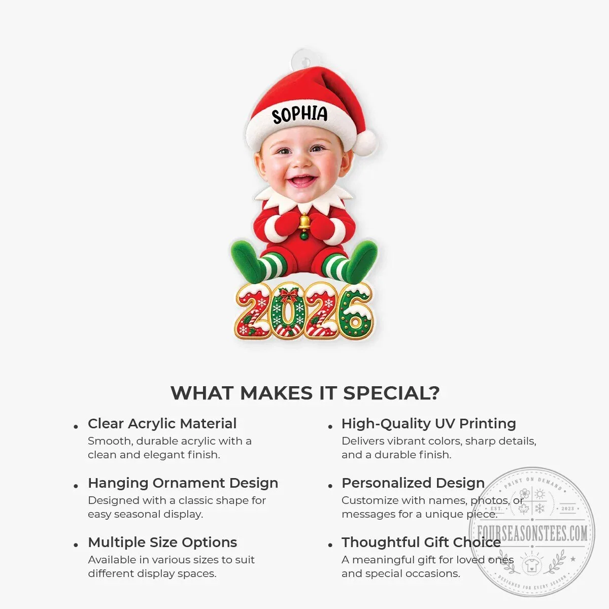 Personalized Christmas Elf Photo Acrylic Ornament Custom Family Holiday Decoration 13 Personalized Christmas Elf Photo Acrylic Ornament Custom Family Holiday Decoration