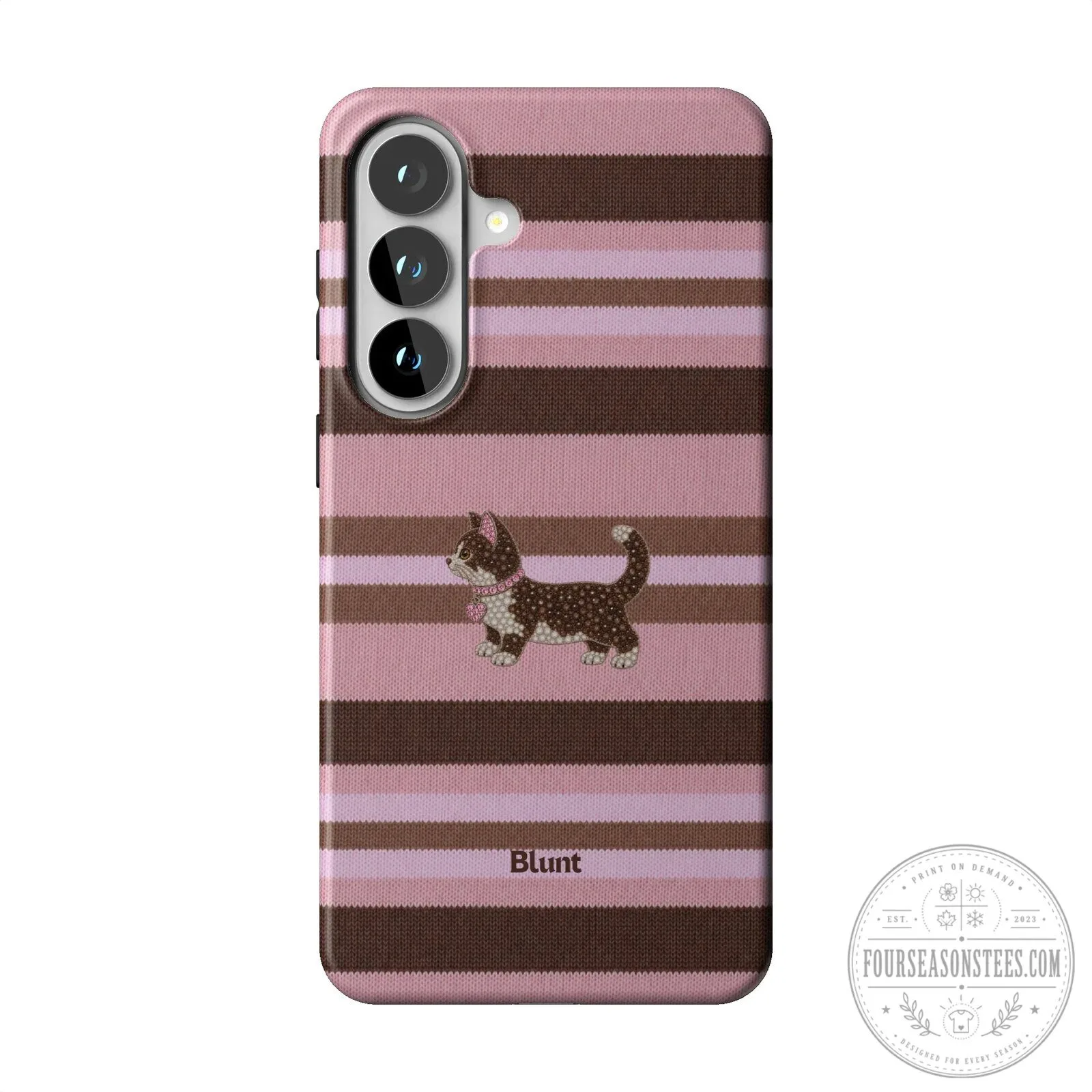 Cute Pink Cocoa Kitsy Cat Striped Pattern Samsung Galaxy Phone Case 18 Cute Pink Cocoa Kitsy Cat Striped Pattern Samsung Galaxy Phone Case
