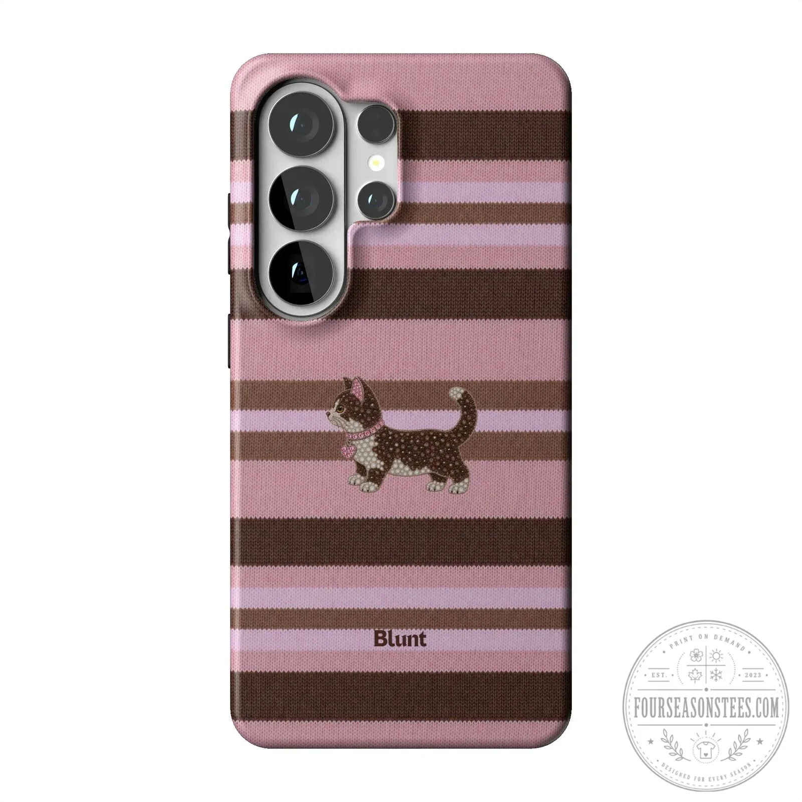 Cute Pink Cocoa Kitsy Cat Striped Pattern Samsung Galaxy Phone Case 19 Cute Pink Cocoa Kitsy Cat Striped Pattern Samsung Galaxy Phone Case