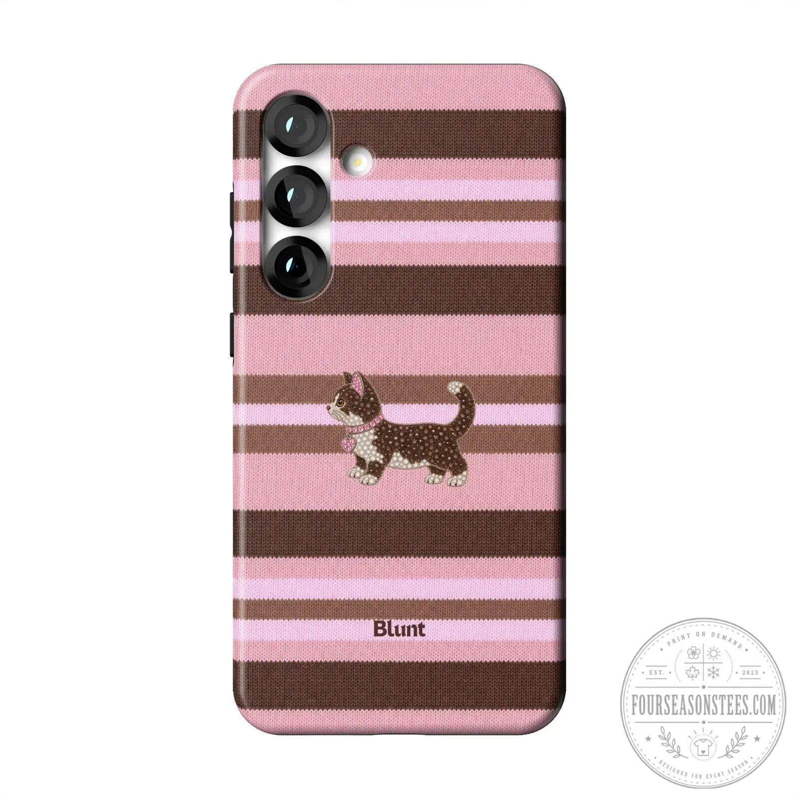 Cute Pink Cocoa Kitsy Cat Striped Pattern Samsung Galaxy Phone Case 21 Cute Pink Cocoa Kitsy Cat Striped Pattern Samsung Galaxy Phone Case