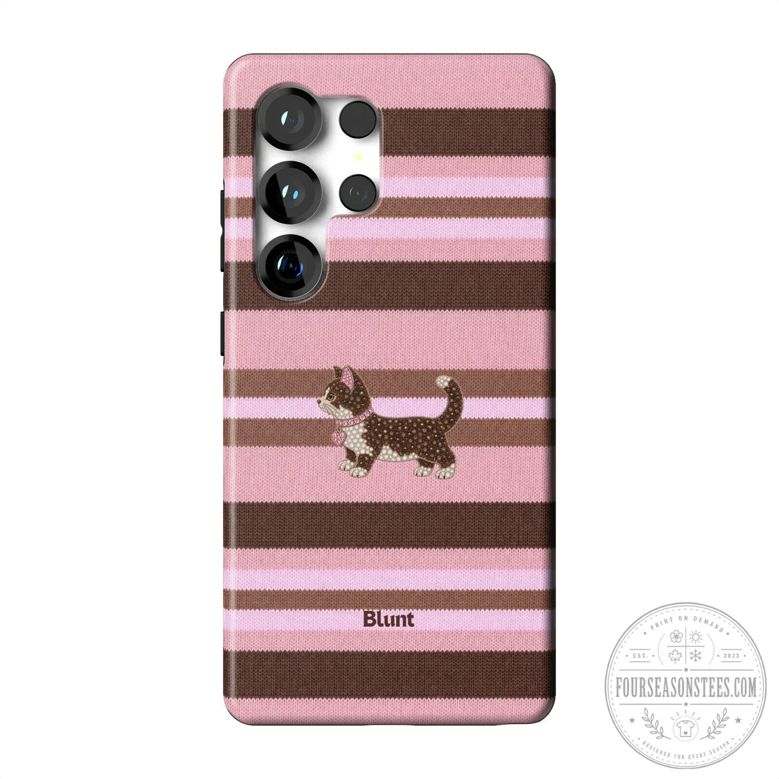 Cute Pink Cocoa Kitsy Cat Striped Pattern Samsung Galaxy Phone Case 22 Cute Pink Cocoa Kitsy Cat Striped Pattern Samsung Galaxy Phone Case