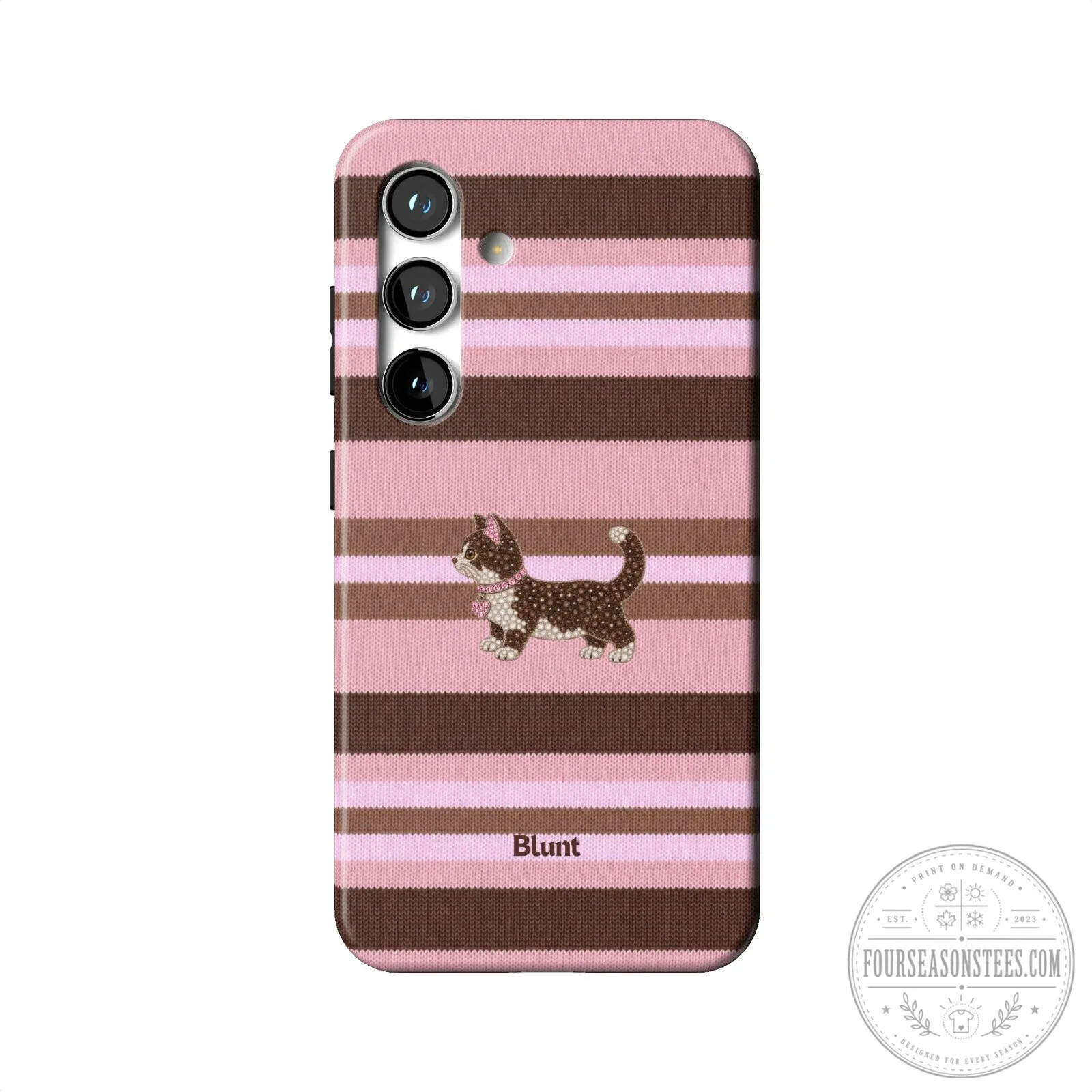 Cute Pink Cocoa Kitsy Cat Striped Pattern Samsung Galaxy Phone Case 23 Cute Pink Cocoa Kitsy Cat Striped Pattern Samsung Galaxy Phone Case