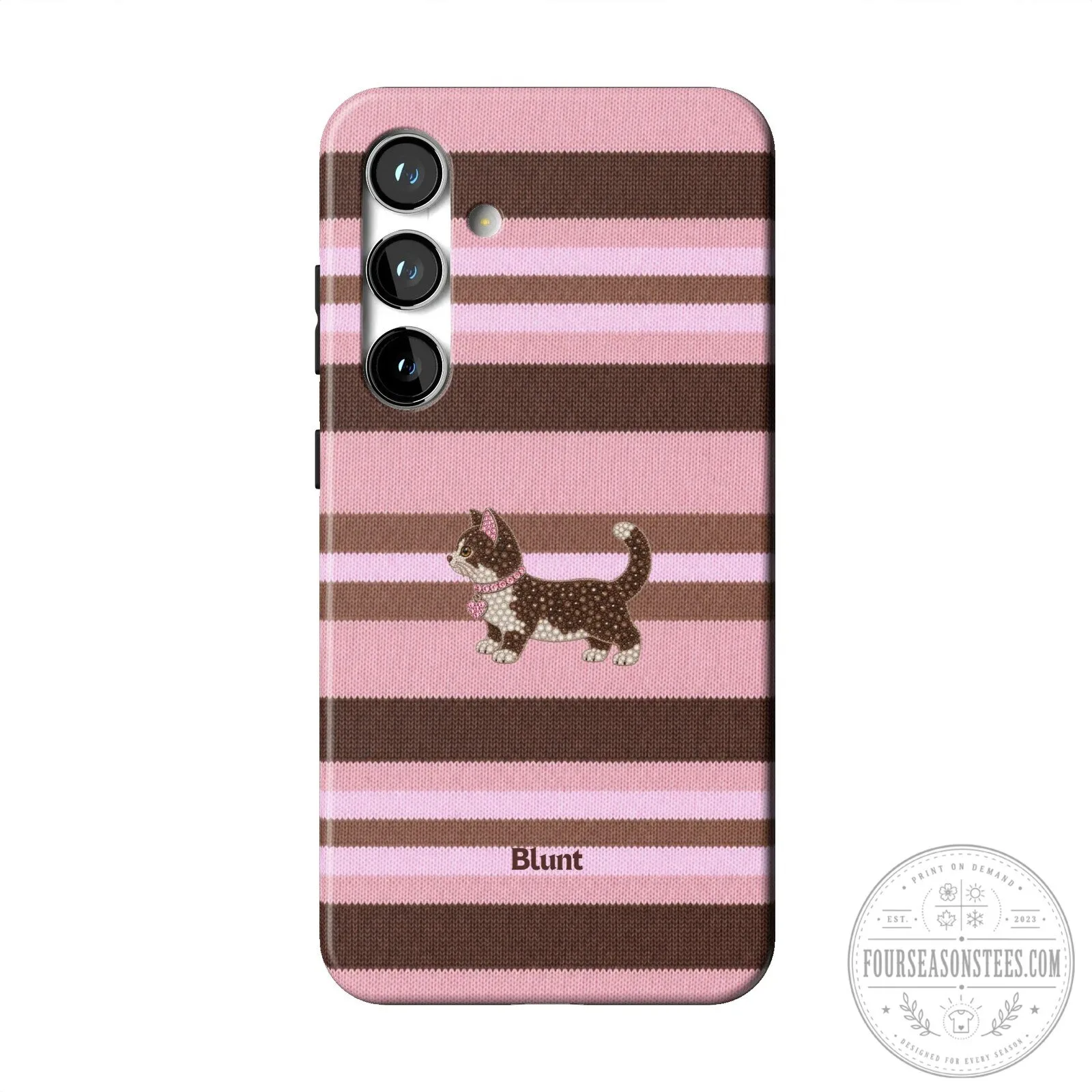 Cute Pink Cocoa Kitsy Cat Striped Pattern Samsung Galaxy Phone Case 24 Cute Pink Cocoa Kitsy Cat Striped Pattern Samsung Galaxy Phone Case