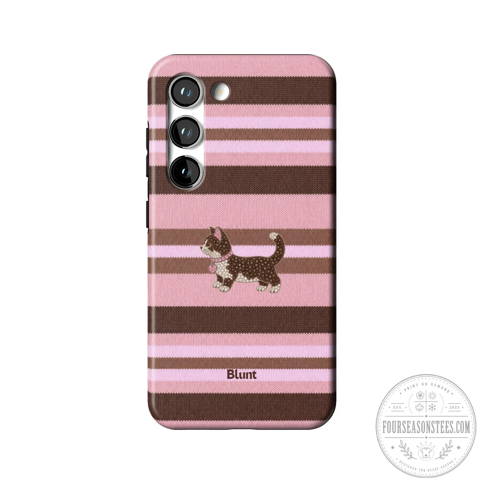 Cute Pink Cocoa Kitsy Cat Striped Pattern Samsung Galaxy Phone Case 26 Cute Pink Cocoa Kitsy Cat Striped Pattern Samsung Galaxy Phone Case