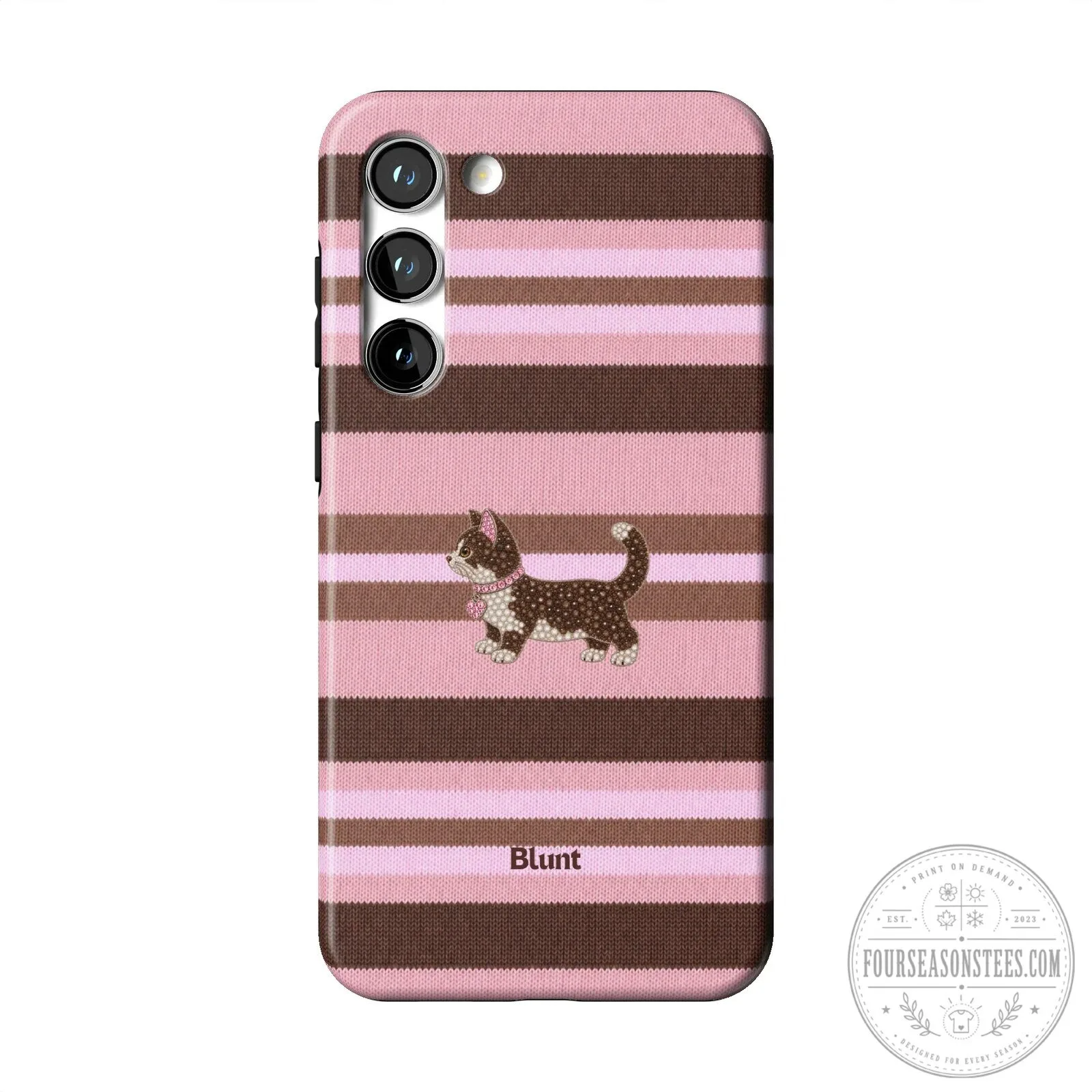 Cute Pink Cocoa Kitsy Cat Striped Pattern Samsung Galaxy Phone Case 27 Cute Pink Cocoa Kitsy Cat Striped Pattern Samsung Galaxy Phone Case
