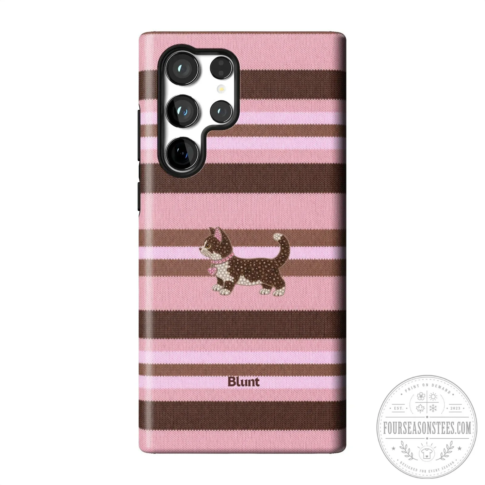 Cute Pink Cocoa Kitsy Cat Striped Pattern Samsung Galaxy Phone Case 31 Cute Pink Cocoa Kitsy Cat Striped Pattern Samsung Galaxy Phone Case