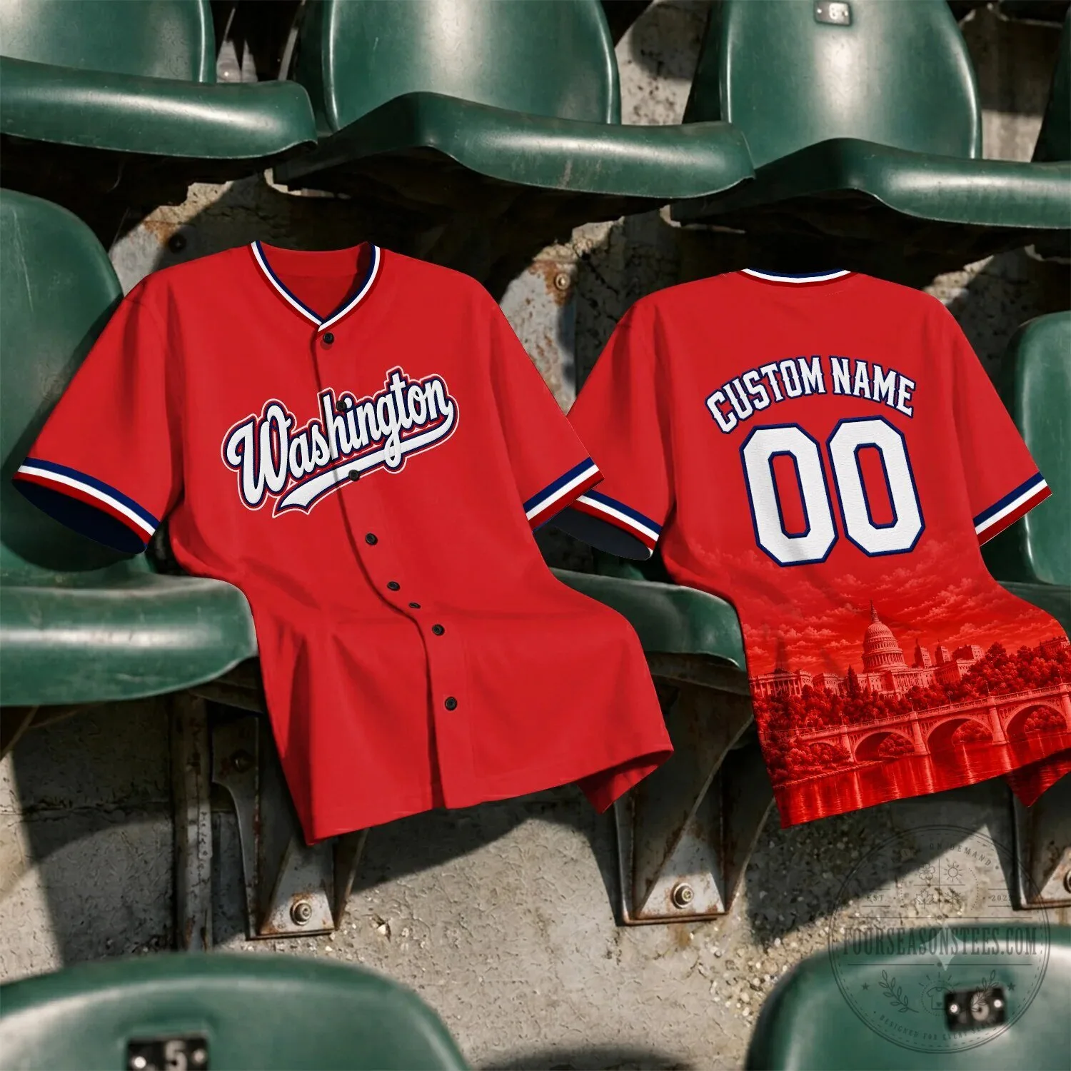 Washington Nationals Baseball Team Red Fan Jersey 22 Washington Nationals Baseball Team Red Fan Jersey
