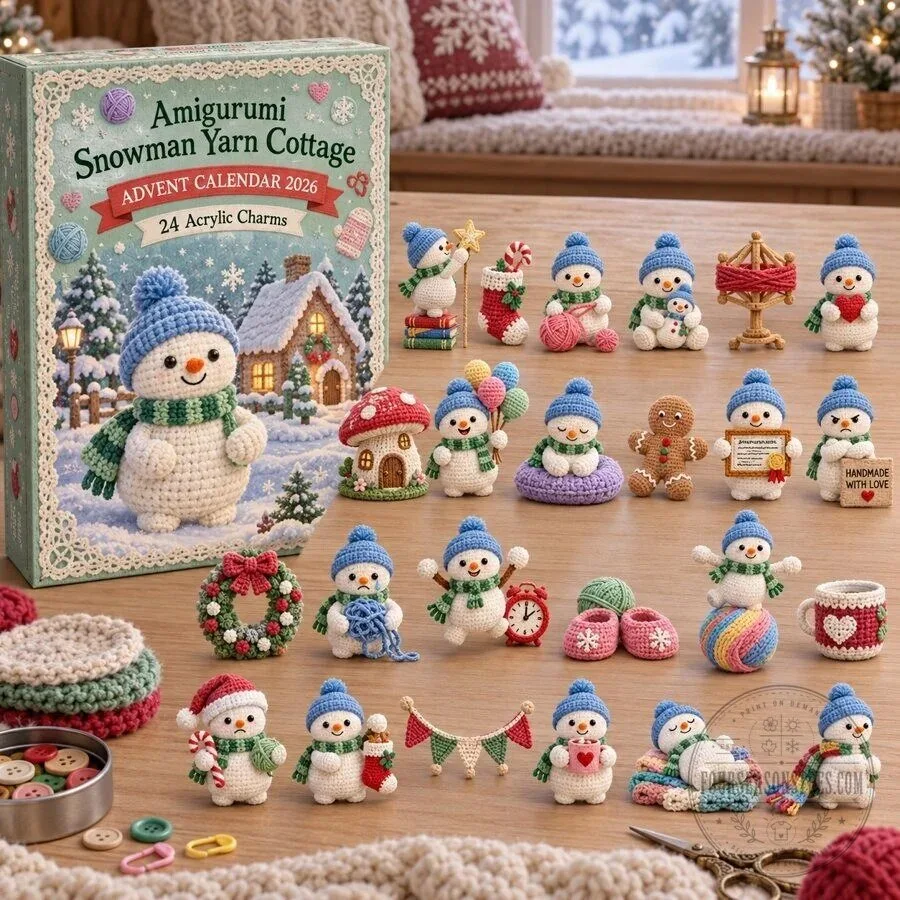 Amigurumi Snowman Yarn Cottage Advent Calendar 2026 Blind Box 2D