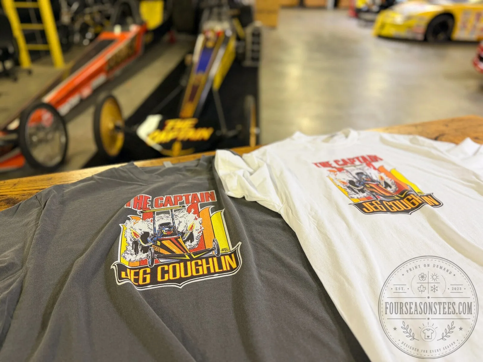 The Captain Jeg Coughlin Sr. 1980 Drag Racing Reprint T-Shirt