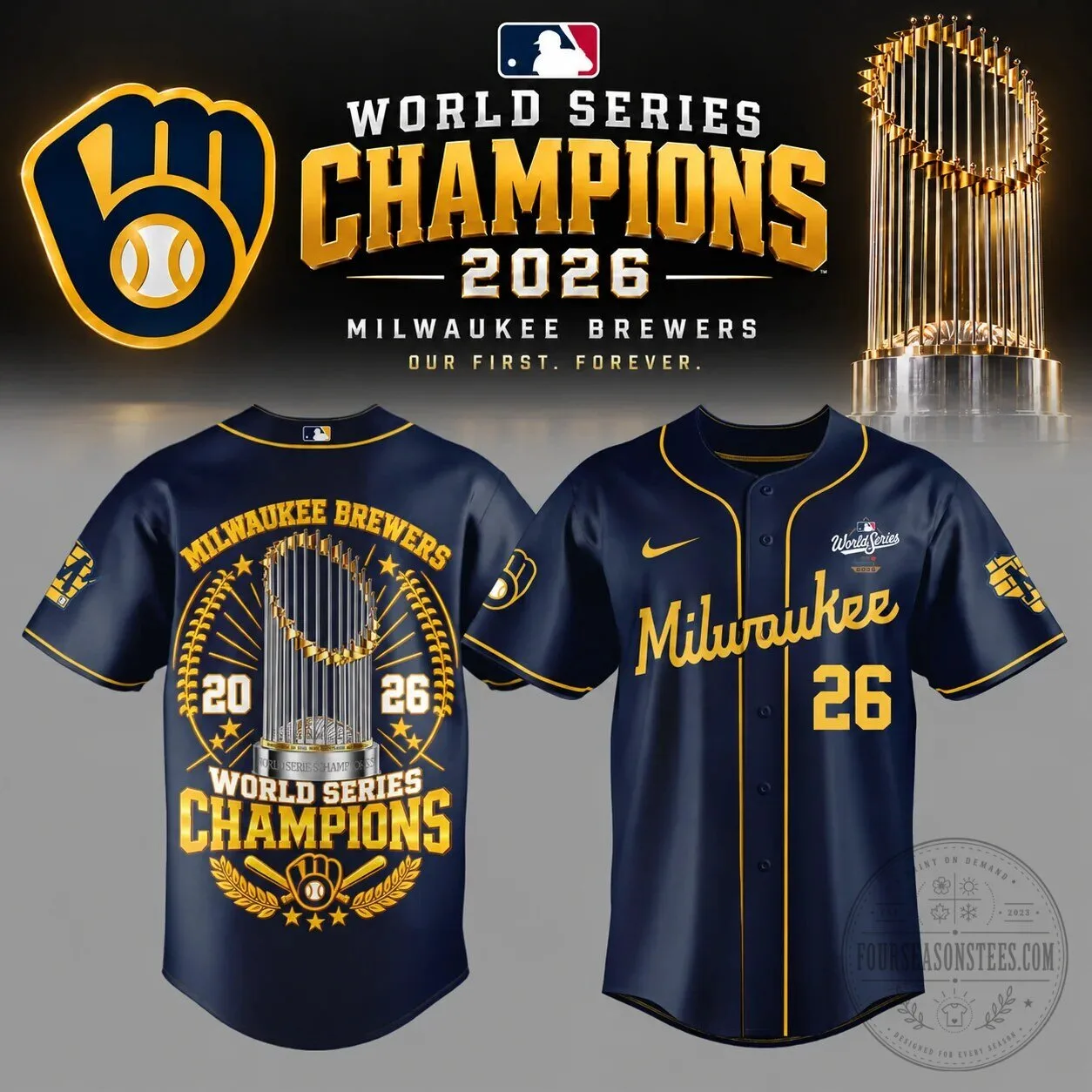 2026 World Series Champion Jersey for Milwaukee Brewers Fans