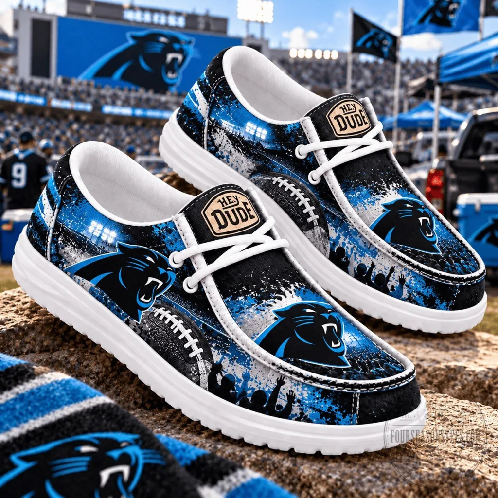Carolina Panthers NFL Football Team Spirit Fan Loafer Shoes for Game Day Carolina Panthers NFL Football Team Spirit Fan Loafer Shoes for Game Day