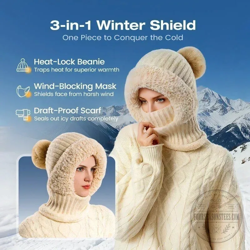 Women's Winter Knitted Beanie Hat and Scarf Set with Plush Lining 18 Women