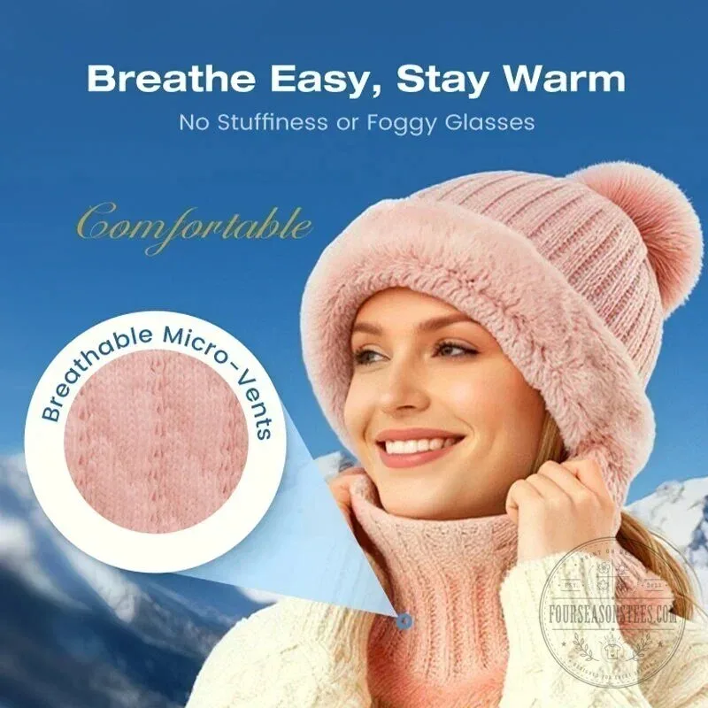 Women's Winter Knitted Beanie Hat and Scarf Set with Plush Lining 21 Women