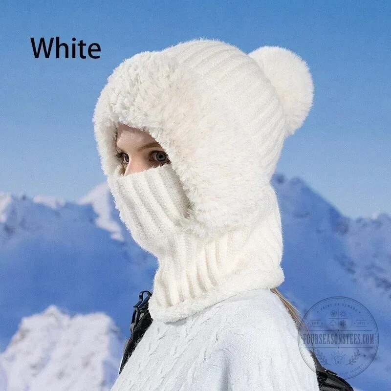 Women's Winter Knitted Beanie Hat and Scarf Set with Plush Lining 25 Women