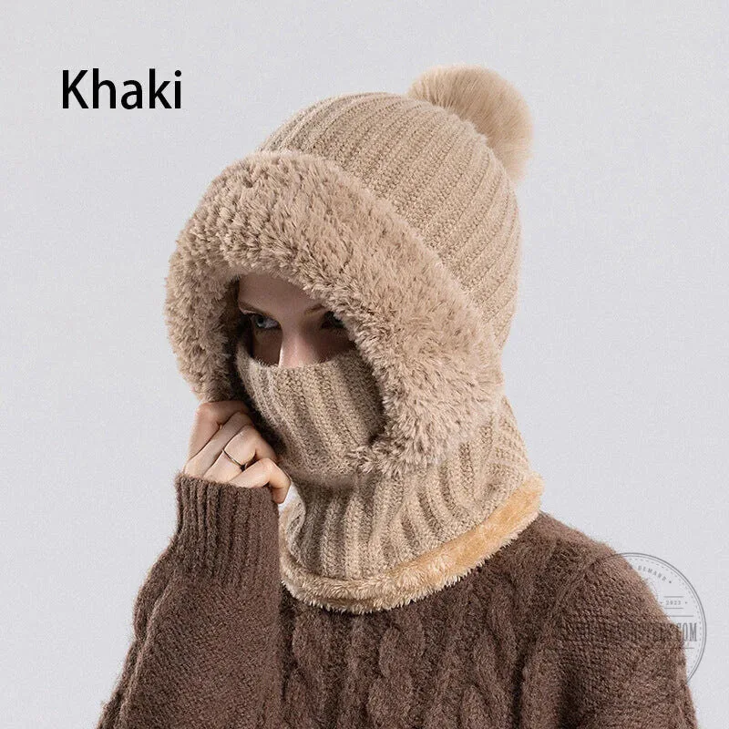 Women's Winter Knitted Beanie Hat and Scarf Set with Plush Lining 27 Women