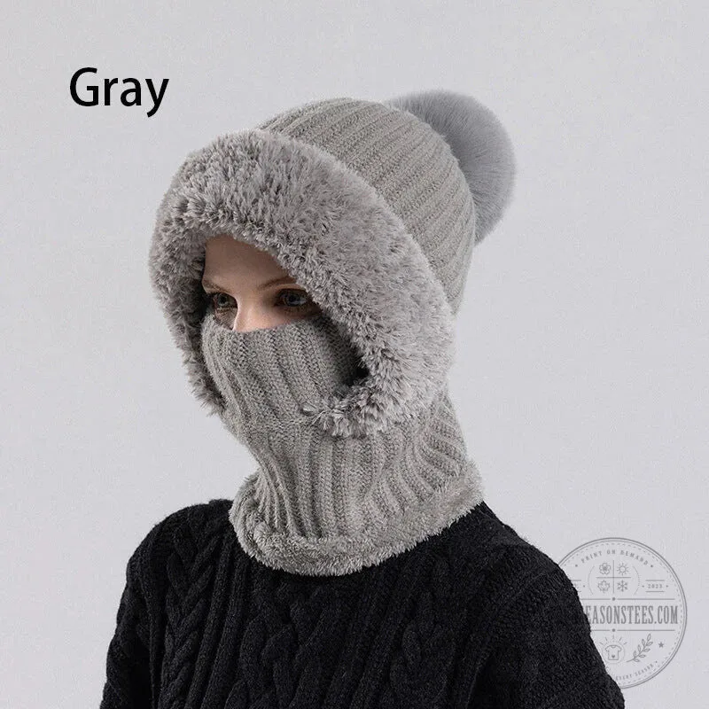 Women's Winter Knitted Beanie Hat and Scarf Set with Plush Lining 29 Women