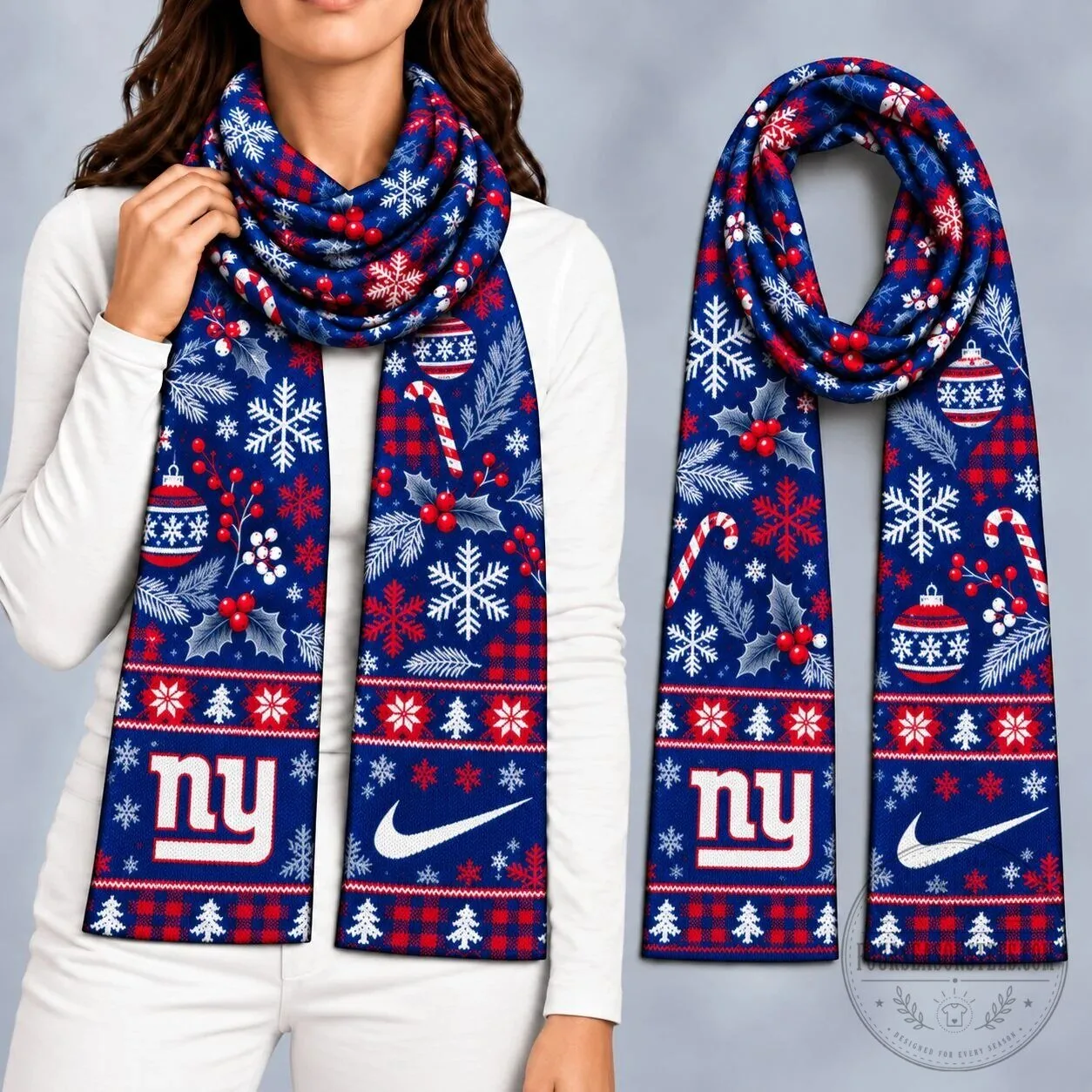 New York Giants NFL Christmas Holiday Winter Scarf