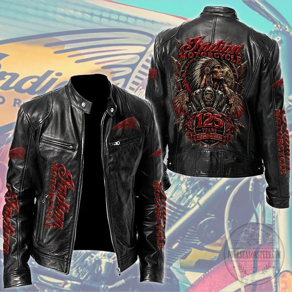 Men's Leather Jacket in Black for Indian Motorcycle's 125th Anniversary Celebration
