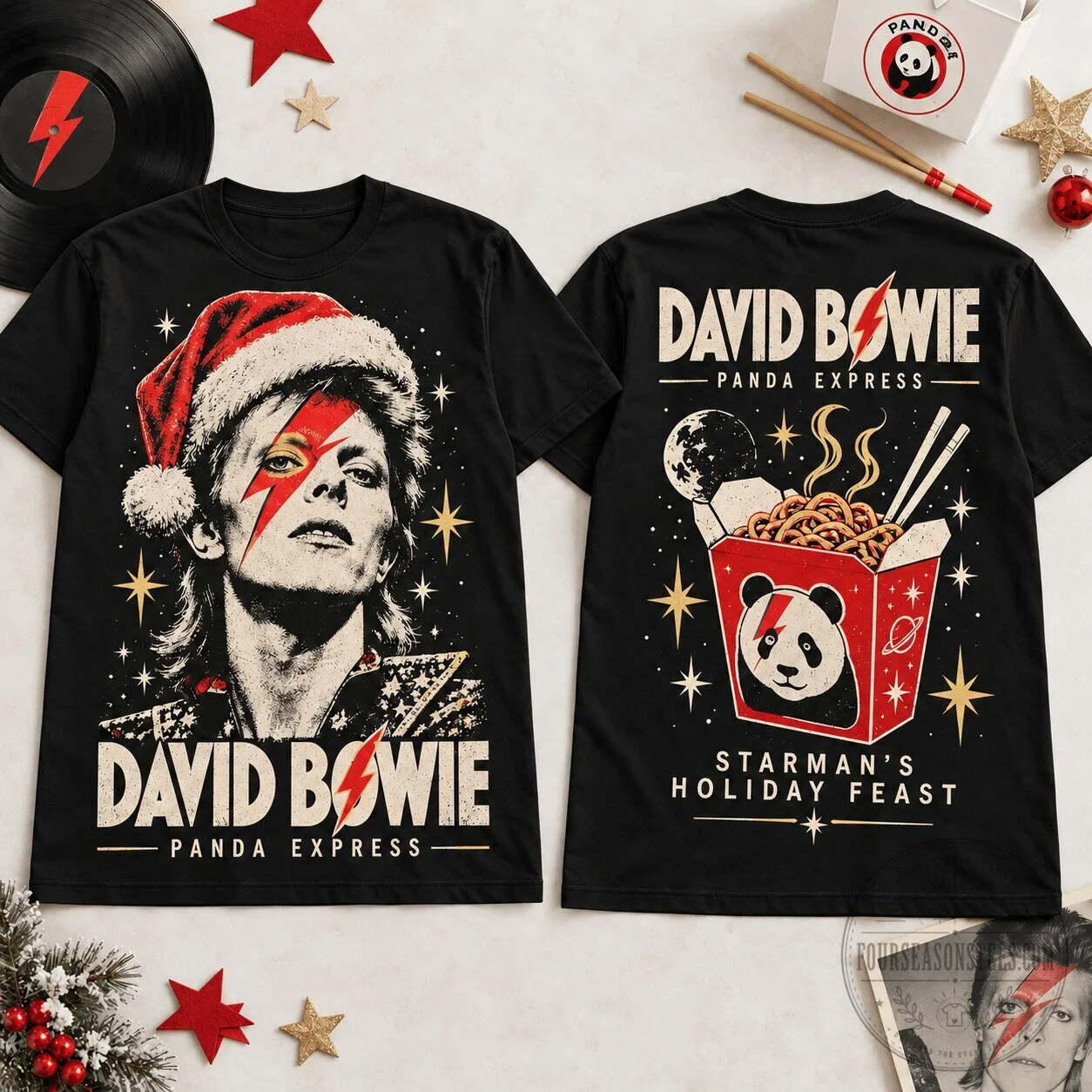 David Bowie Starmans Holiday Feast Panda Express Christmas T-Shirt
