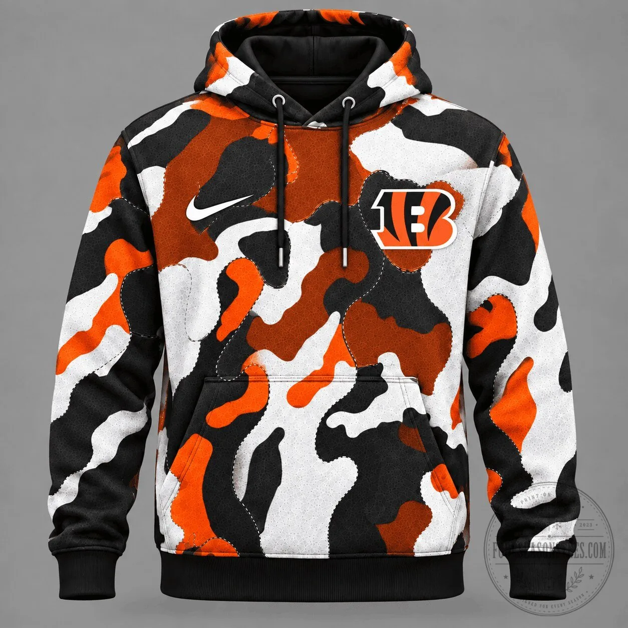Cincinnati Bengals Orange Black White Camouflage Pattern Performance Hoodie 3 Cincinnati Bengals Orange Black White Camouflage Pattern Performance Hoodie