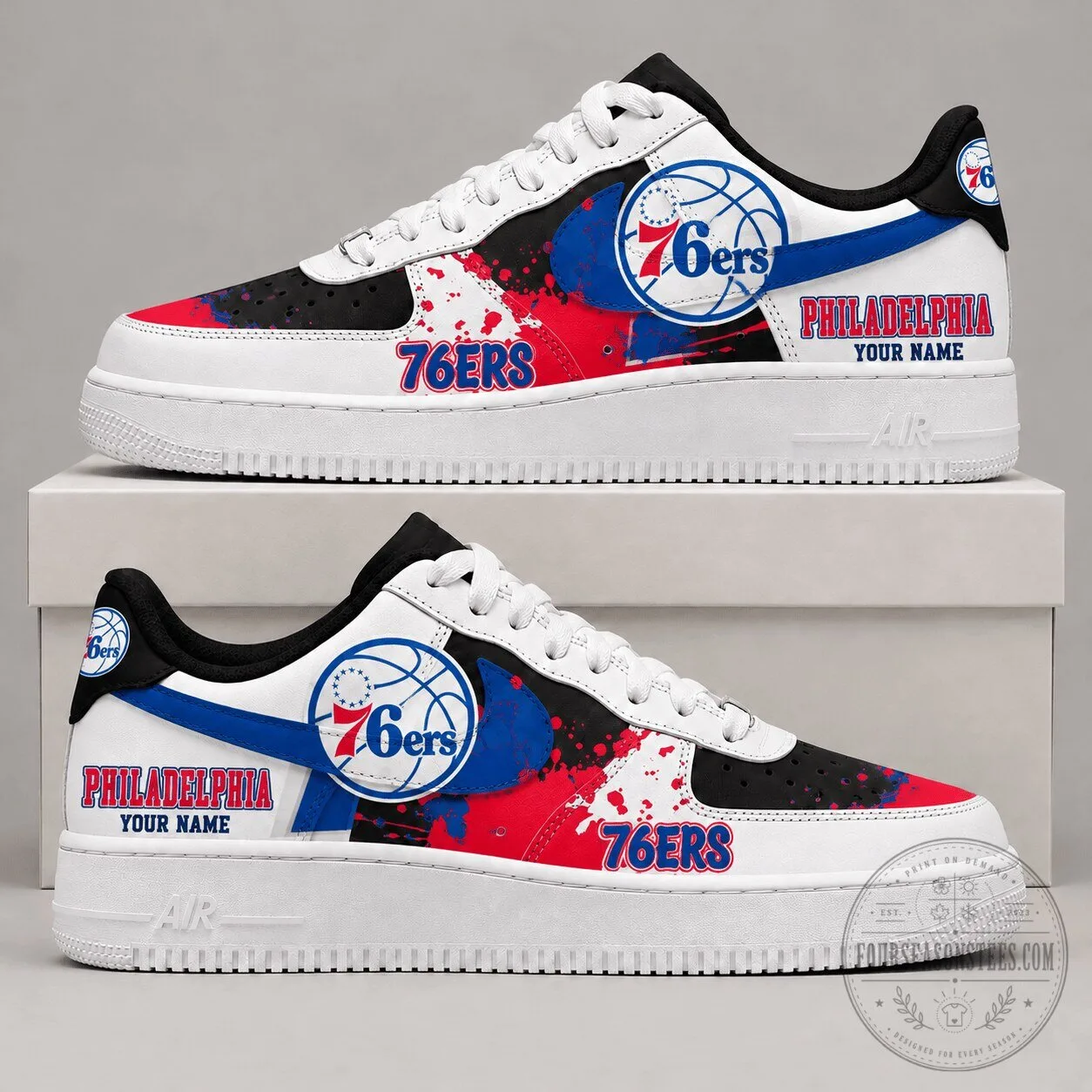 Philadelphia 76ers NBA Personalized Basketball Low Top Shoes