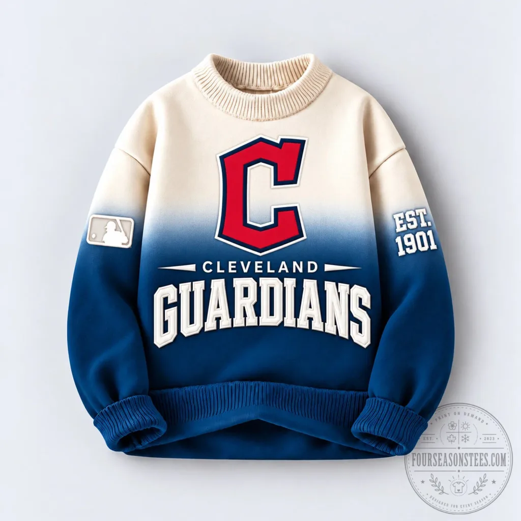 Cleveland Guardians Major League Baseball Gradient Crewneck Sweatshirt Cleveland Guardians Major League Baseball Gradient Crewneck Sweatshirt