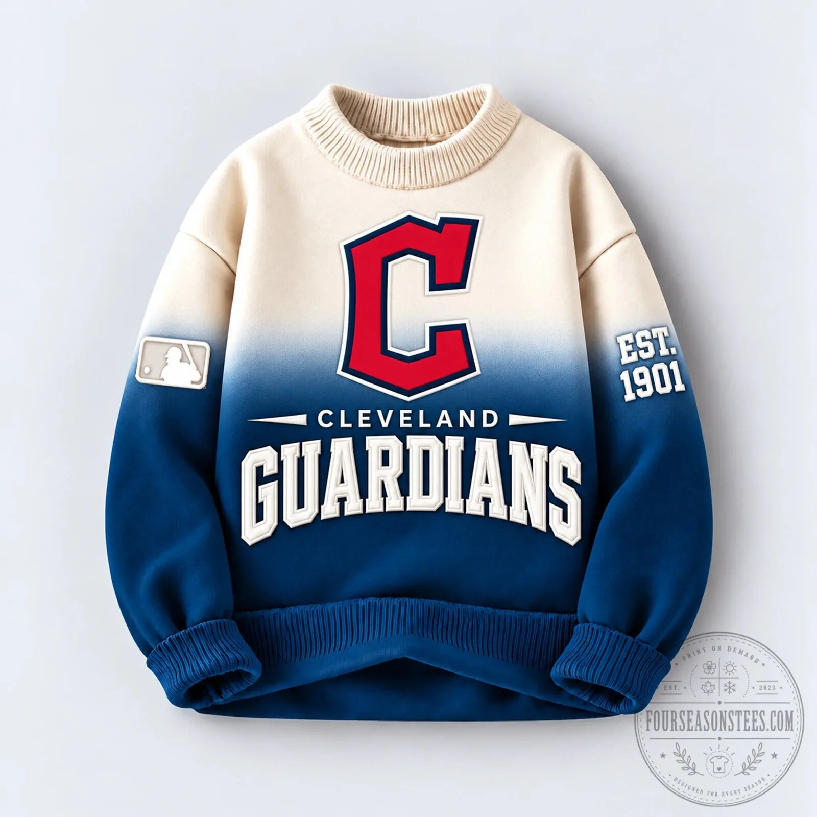 Cleveland Guardians Major League Baseball Gradient Crewneck Sweatshirt