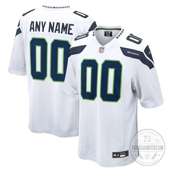 Seattle Seahawks Custom White Game Day Football Jersey with Any Name and Number 7 Seattle Seahawks Custom White Game Day Football Jersey with Any Name and Number
